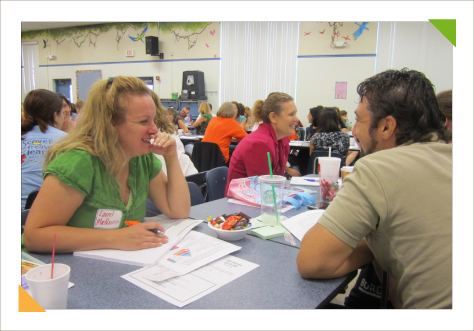 Teachers reflect on the content they learned at the teacher workshop led by educational consulting expert Kim Hughes