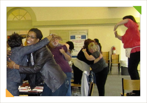 Educational consulting experting expert Kim Hughes leads a teacher workshop